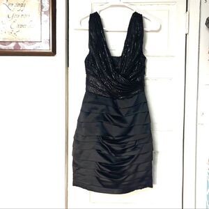 Express sequins detail black dress
